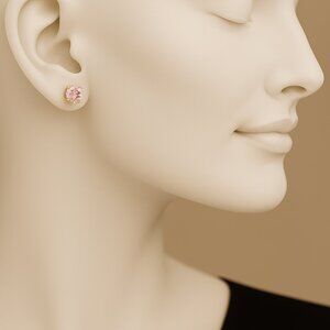 Swarovski Crystal Stud Earrings – Gold Overlay - Pink Stone - Luxury Jewelry